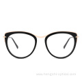 High Quality Popular Fashion Metal Acetate Cat Eye Frames Glasses Optical Eyeglasses